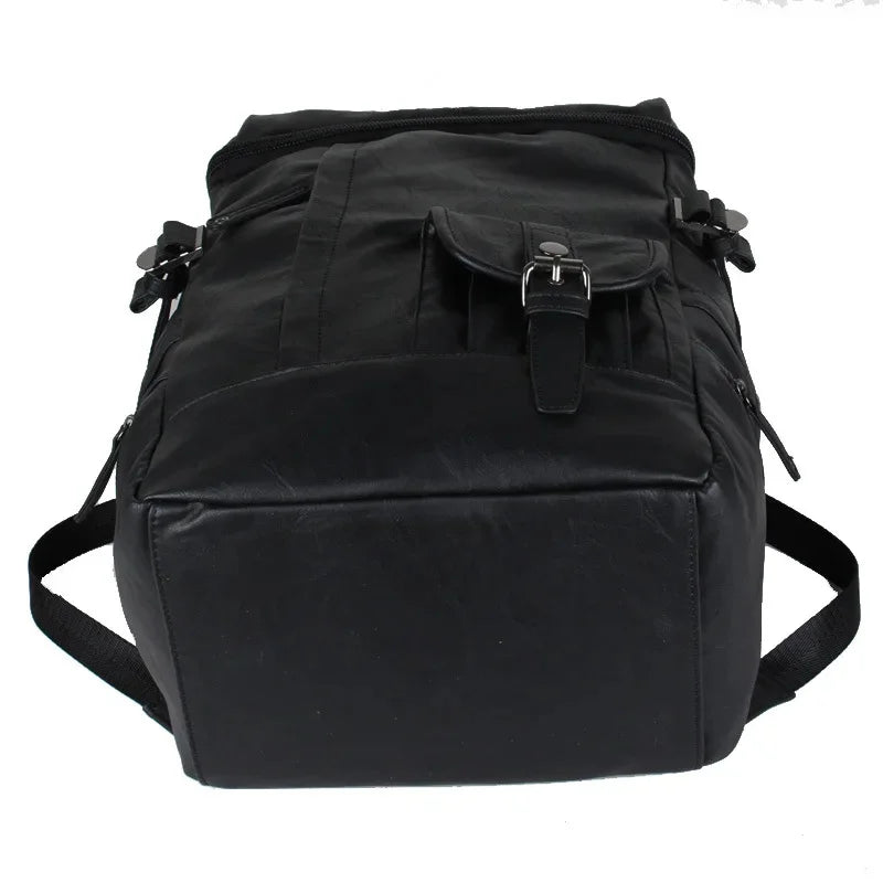Multifunction Leather Men's Large Capacity Student School Outdoor Travel Backpack Casual Male Laptop Bag