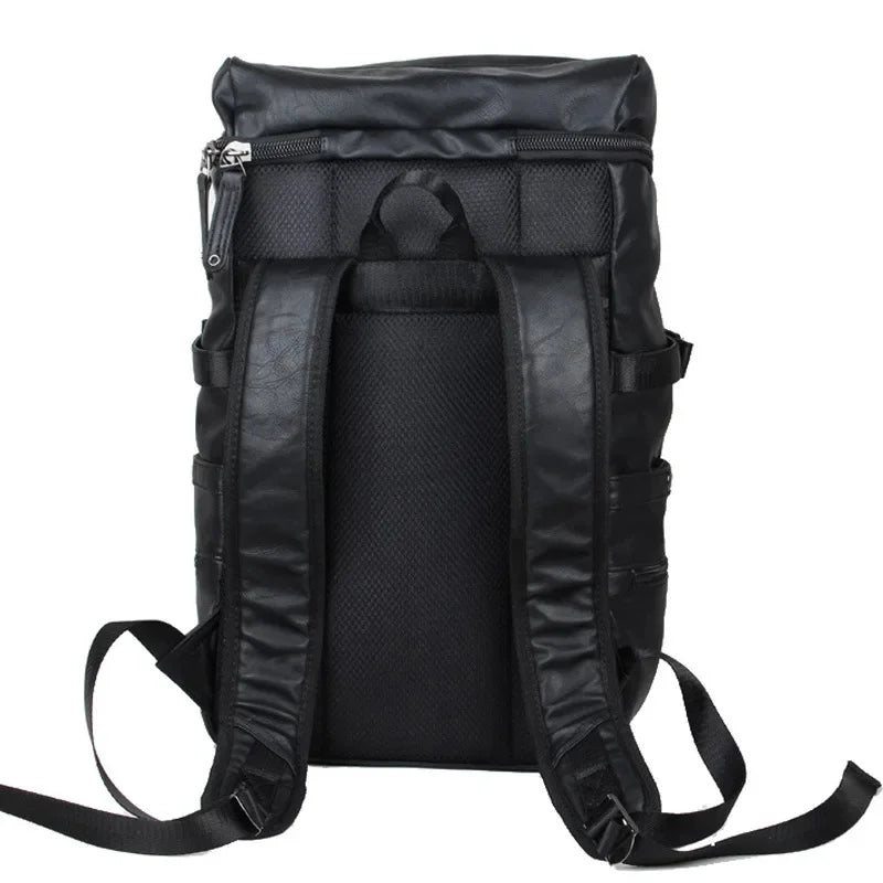 Multifunction Leather Men's Large Capacity Student School Outdoor Travel Backpack Casual Male Laptop Bag