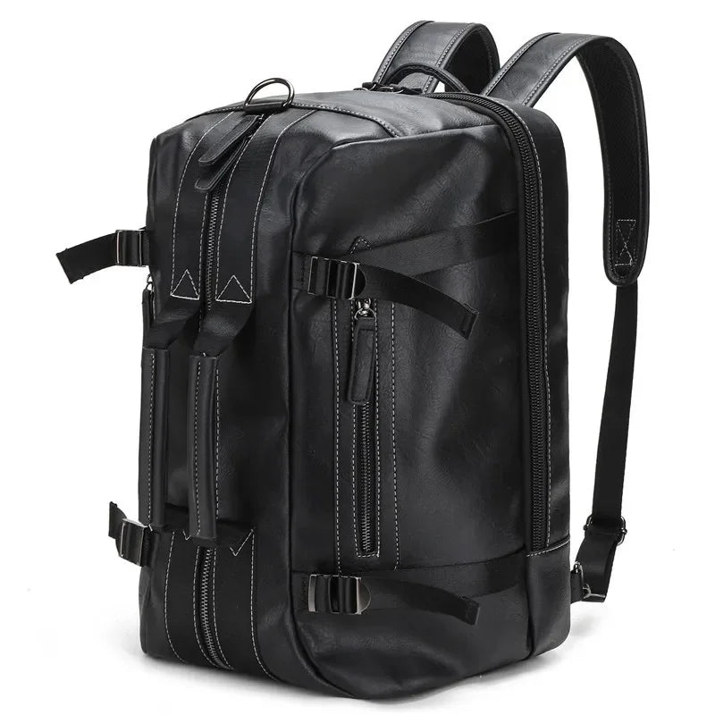 Multifunction PU Leather Men's Backpack Large Capacity Handbag Crossbody Travel Fashion Laptop Bag Man School Backpacks