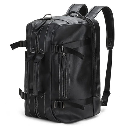 Multifunction PU Leather Men's Backpack Large Capacity Handbag Crossbody Travel Fashion Laptop Bag Man School Backpacks