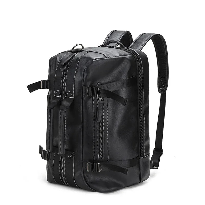 Multifunction PU Leather Men's Backpack Large Capacity Handbag Crossbody Travel Fashion Laptop Bag Man School Backpacks