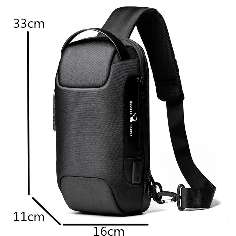 Multifunction Short Travel Messenger Chest Pack Fashion Men's Waterproof USB Oxford Crossbody Anti-theft Shoulder Sling Bag