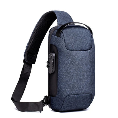 Multifunction Short Travel Messenger Chest Pack Fashion Men's Waterproof USB Oxford Crossbody Anti-theft Shoulder Sling Bag