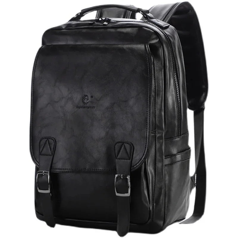 Multifunction leather men's fashion USB charging travel backpack large capacity student school bag for boys