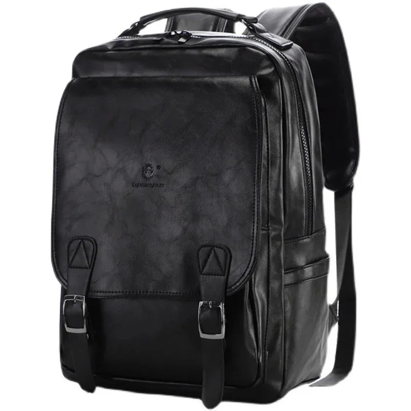 Multifunction leather men's fashion USB charging travel backpack large capacity student school bag for boys