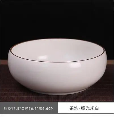 Multifunctional Blue and White Porcelain Tea Washing, Household Ceramic Tea Set Accessories, White Porcelain Basin, Cup Wash