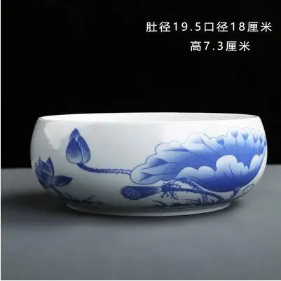 Multifunctional Blue and White Porcelain Tea Washing, Household Ceramic Tea Set Accessories, White Porcelain Basin, Cup Wash