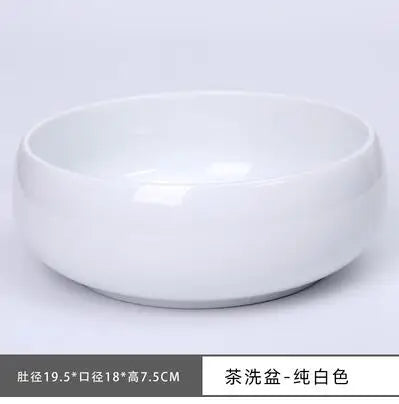 Multifunctional Blue and White Porcelain Tea Washing, Household Ceramic Tea Set Accessories, White Porcelain Basin, Cup Wash