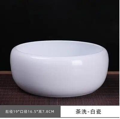 Multifunctional Blue and White Porcelain Tea Washing, Household Ceramic Tea Set Accessories, White Porcelain Basin, Cup Wash