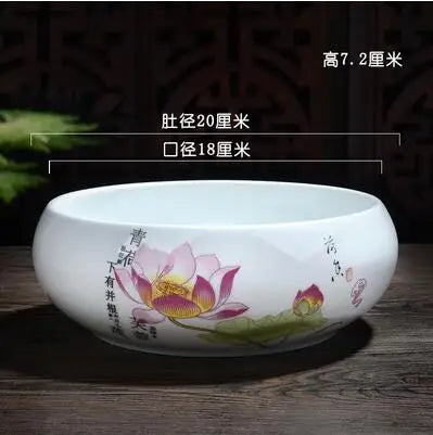 Multifunctional Blue and White Porcelain Tea Washing, Household Ceramic Tea Set Accessories, White Porcelain Basin, Cup Wash