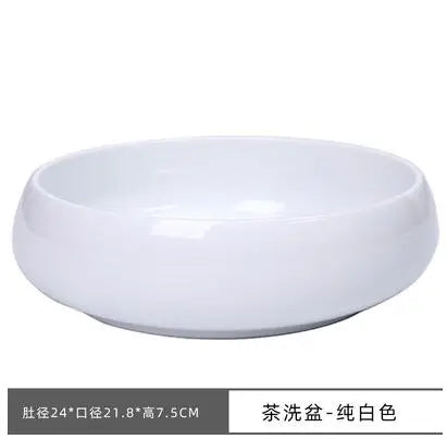 Multifunctional Blue and White Porcelain Tea Washing, Household Ceramic Tea Set Accessories, White Porcelain Basin, Cup Wash
