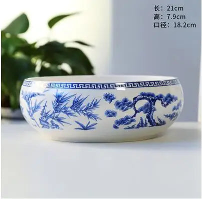 Multifunctional Blue and White Porcelain Tea Washing, Household Ceramic Tea Set Accessories, White Porcelain Basin, Cup Wash