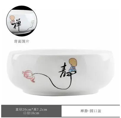 Multifunctional Blue and White Porcelain Tea Washing, Household Ceramic Tea Set Accessories, White Porcelain Basin, Cup Wash