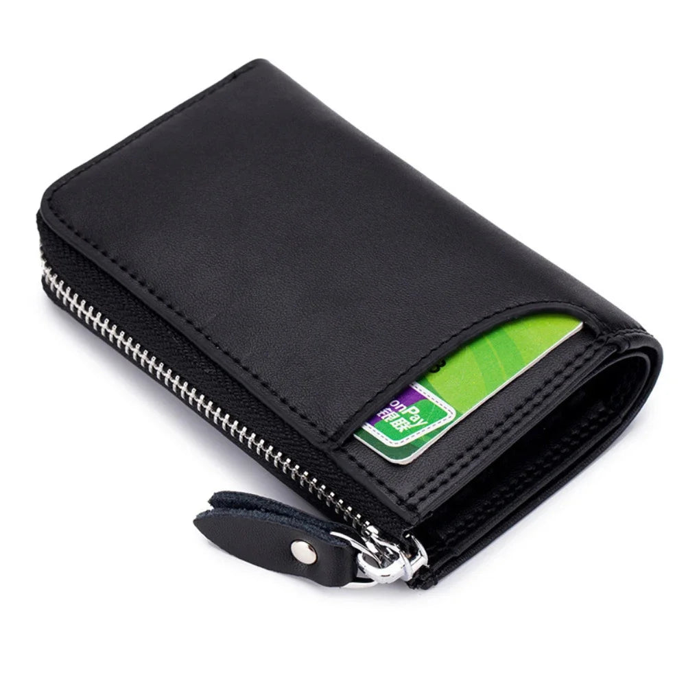 Multifunctional Coin Purse Car Storage Zipper Vertical Key Cowhide Card Bag