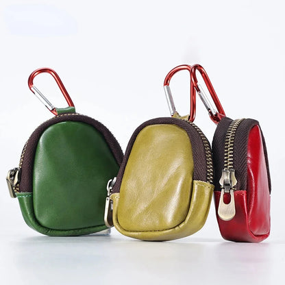 Multifunctional Earphone Storage Genuine Leather Coin Bag Small Purse