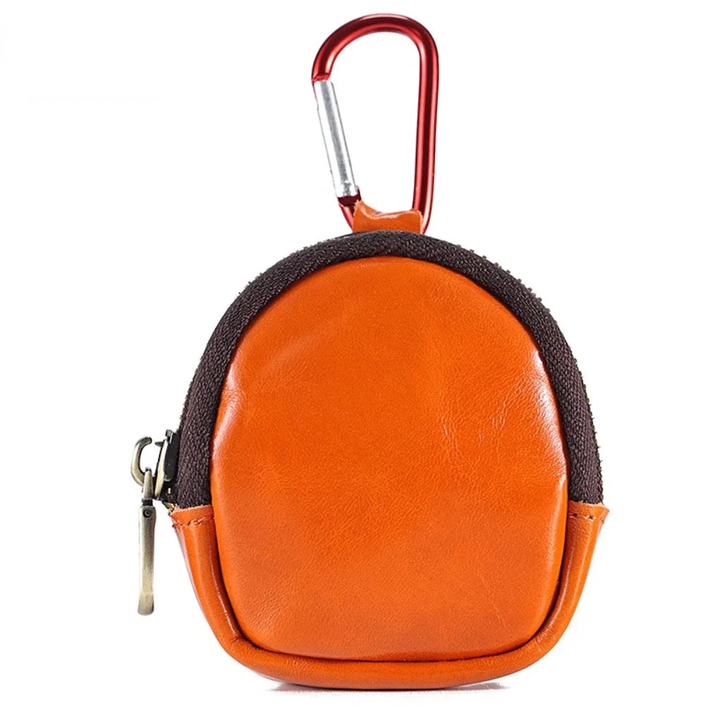 Multifunctional Earphone Storage Genuine Leather Coin Bag Small Purse