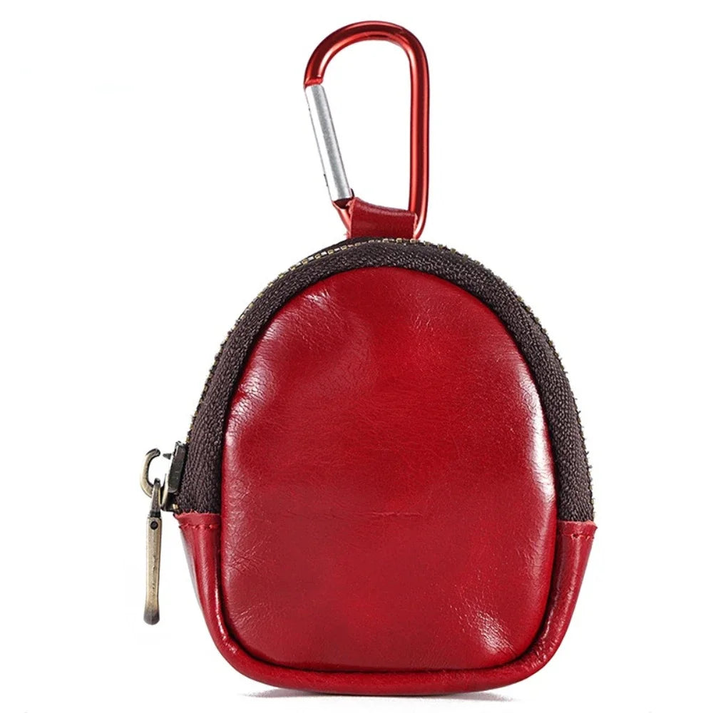 Multifunctional Earphone Storage Genuine Leather Coin Bag Small Purse