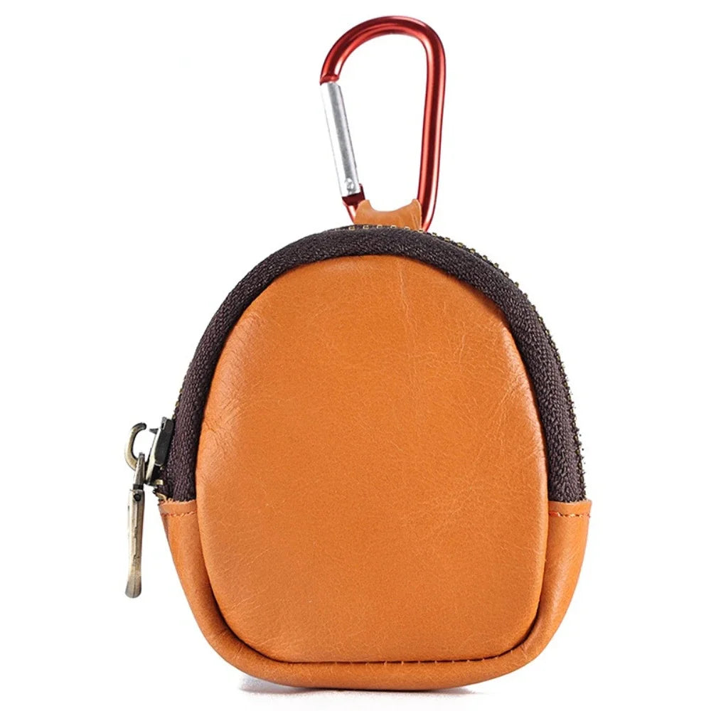 Multifunctional Earphone Storage Genuine Leather Coin Bag Small Purse