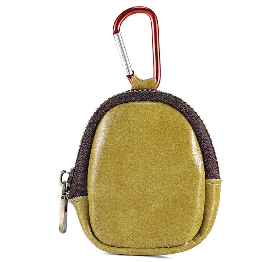 Multifunctional Earphone Storage Genuine Leather Coin Bag Small Purse