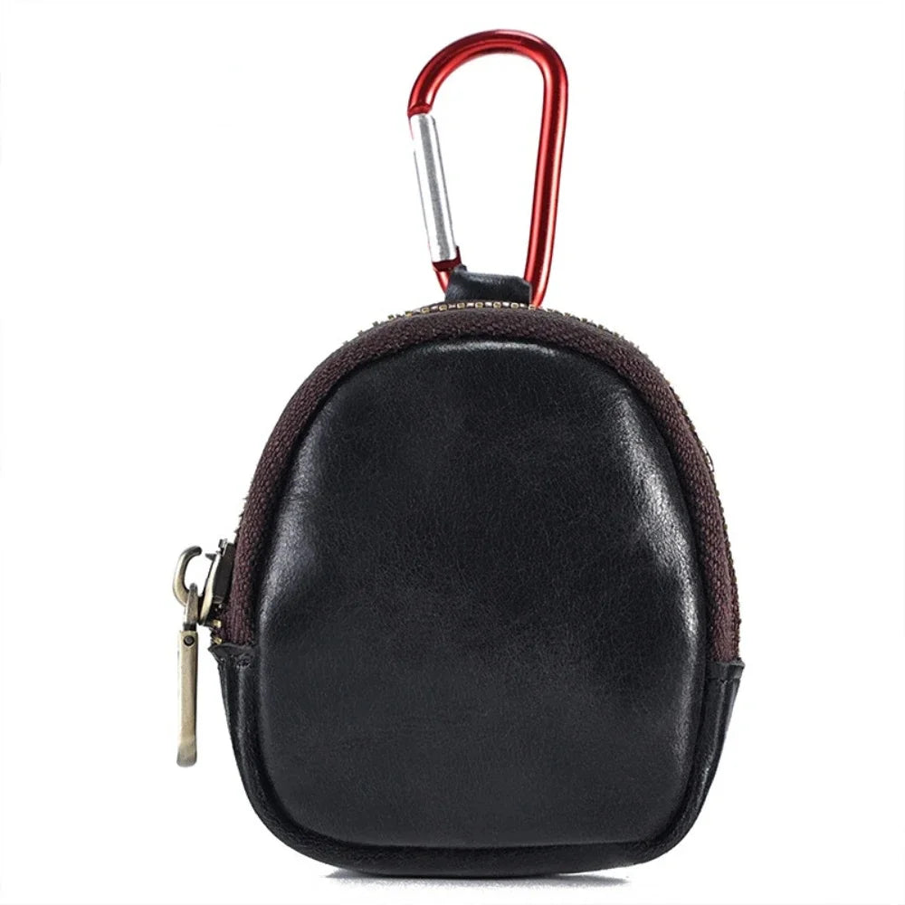 Multifunctional Earphone Storage Genuine Leather Coin Bag Small Purse