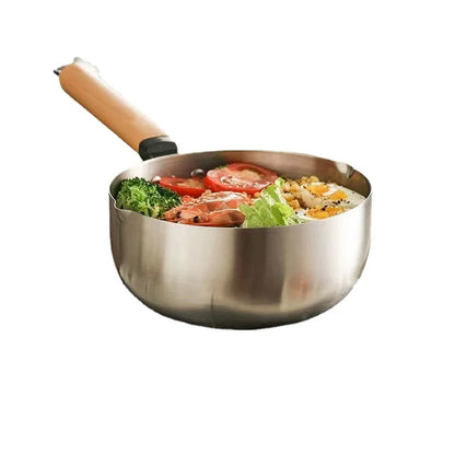 Multifunctional Japanese Snow Flat Pot for Noodles, Vegetables, Baby Food, etc. Compatible with Induction & Gas Stove
