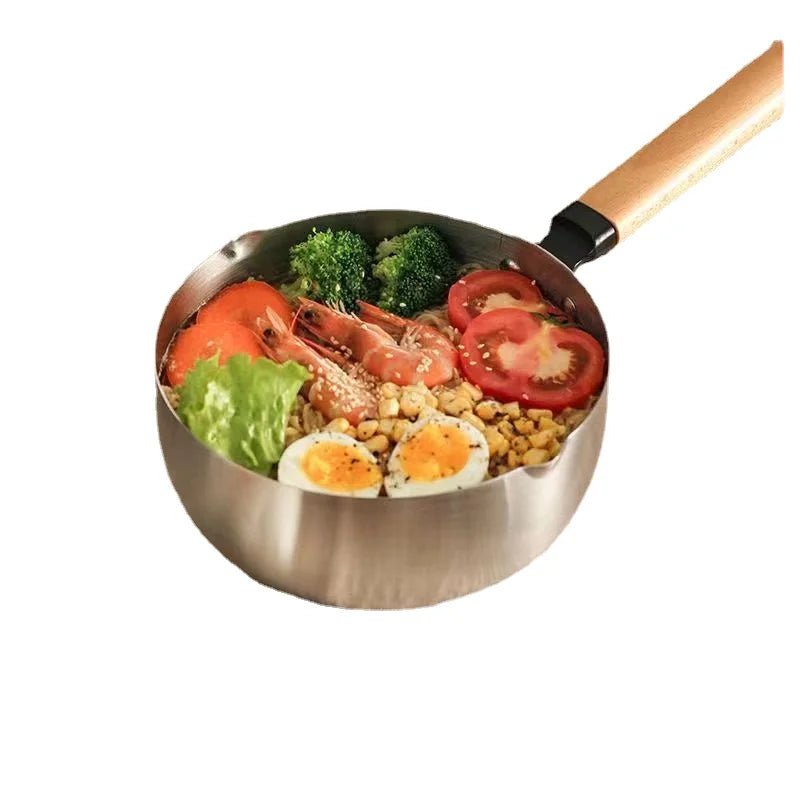 Multifunctional Japanese Snow Flat Pot for Noodles, Vegetables, Baby Food, etc. Compatible with Induction & Gas Stove