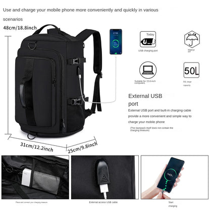 Multifunctional Leisure Mountaineering Fitness Backpack 50L Large Capacity Travel Handbag Can Hold A 19-inch Laptop