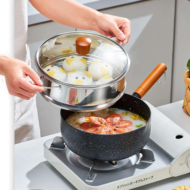 Multifunctional Non-Stick Pot Aluminum Alloy Coated With Medical Stone Pot Household Practical Saucepan Kitchen Utensils