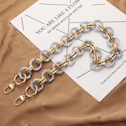 Multifunctional Retro Strap Octagonal Buckle Resin Chain Shoulder Belt Manual Detachable Mobile Phone Lanyard