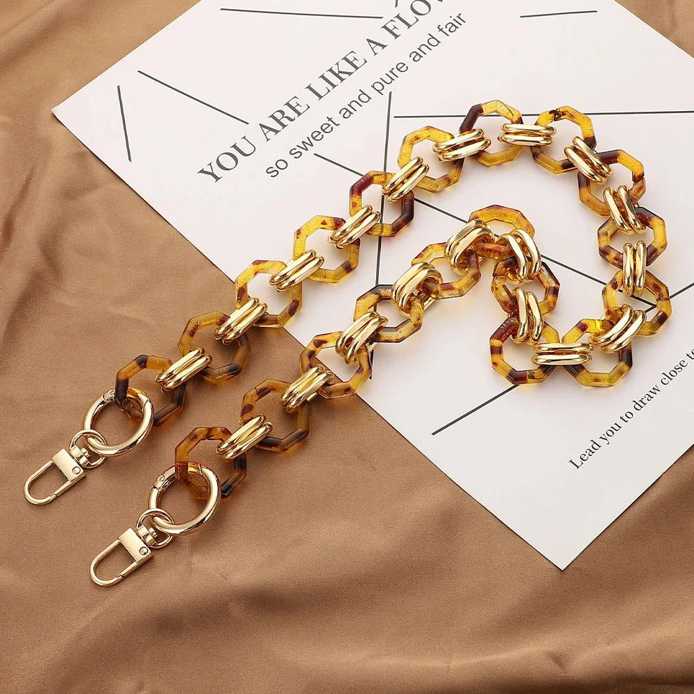 Multifunctional Retro Strap Octagonal Buckle Resin Chain Shoulder Belt Manual Detachable Mobile Phone Lanyard