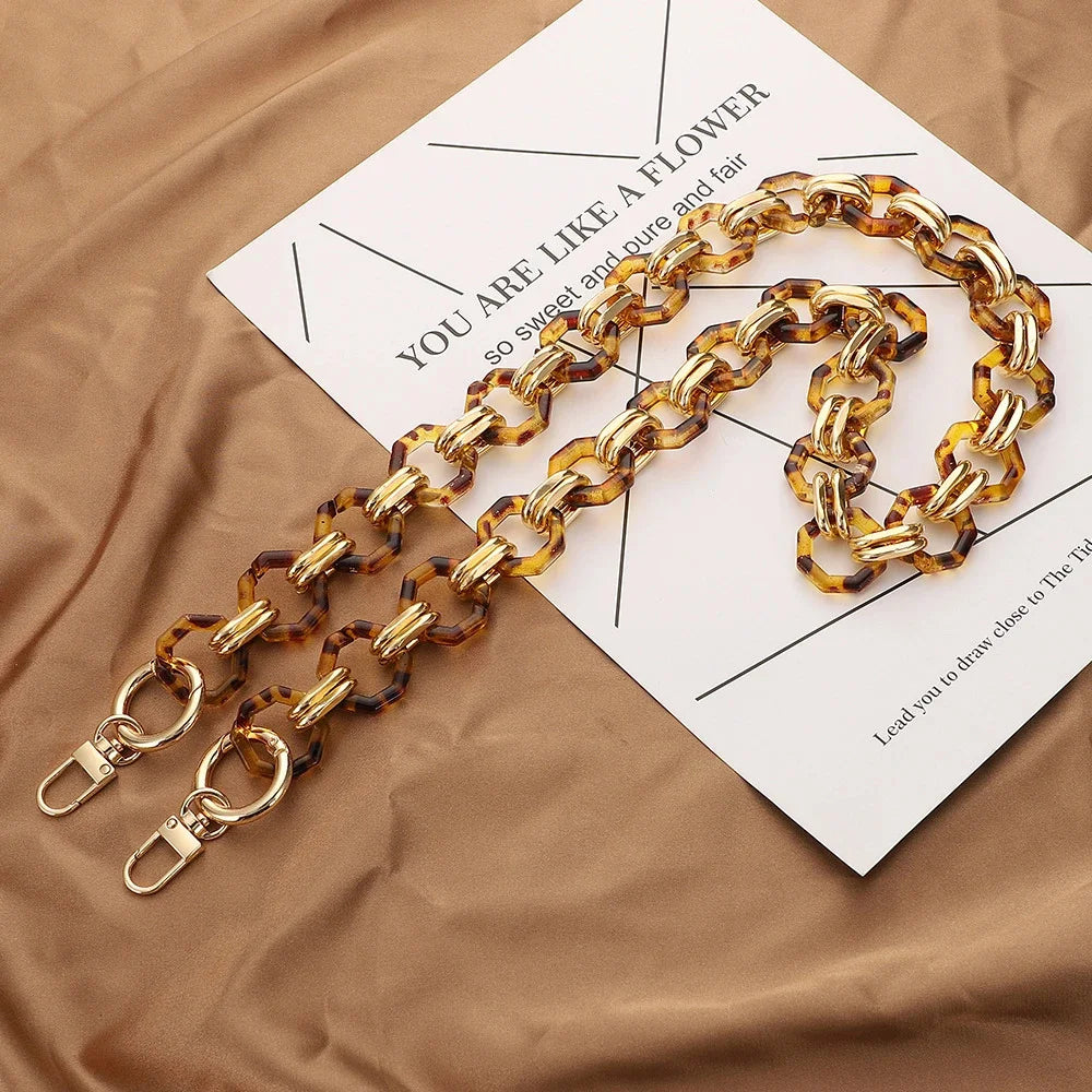 Multifunctional Retro Strap Octagonal Buckle Resin Chain Shoulder Belt Manual Detachable Mobile Phone Lanyard
