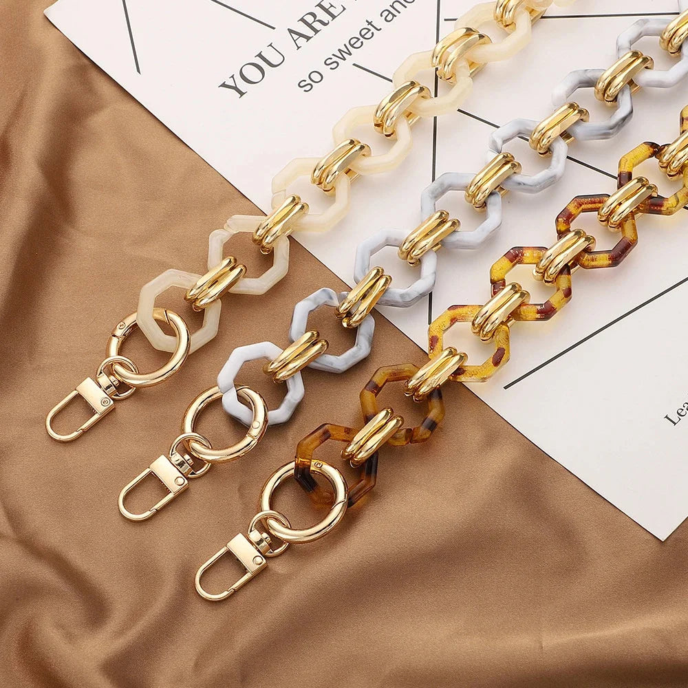 Multifunctional Retro Strap Octagonal Buckle Resin Chain Shoulder Belt Manual Detachable Mobile Phone Lanyard