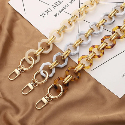 Multifunctional Retro Strap Octagonal Buckle Resin Chain Shoulder Belt Manual Detachable Mobile Phone Lanyard