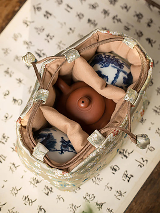 Multifunctional Teapot Teacup Storage Bag Pouch Portable Outdoor Travel One Pot Two Cup Package Cloth Bag Tea Set Cozy Cozies