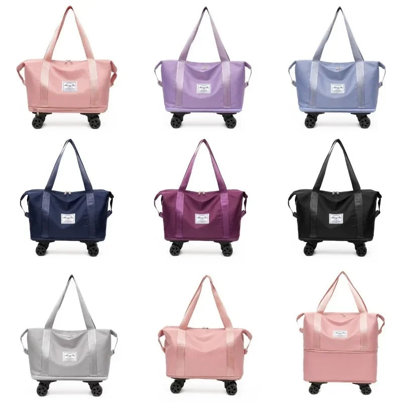Multifunctional Waterproof Travel Bag with Detachable Wheels Large Capacity Luggage Handbag Dry and Wet Separation Gym Bag