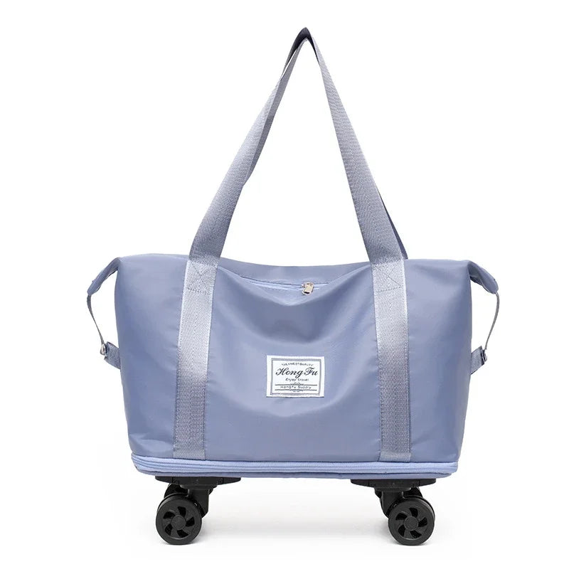 Multifunctional Waterproof Travel Bag with Detachable Wheels Large Capacity Luggage Handbag Dry and Wet Separation Gym Bag