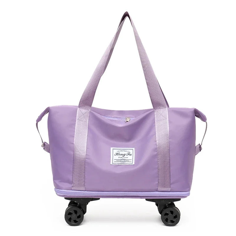 Multifunctional Waterproof Travel Bag with Detachable Wheels Large Capacity Luggage Handbag Dry and Wet Separation Gym Bag