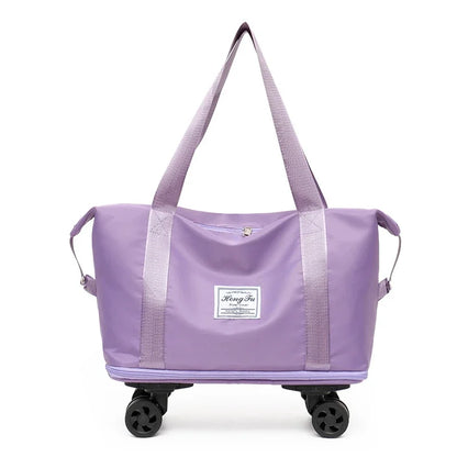 Multifunctional Waterproof Travel Bag with Detachable Wheels Large Capacity Luggage Handbag Dry and Wet Separation Gym Bag