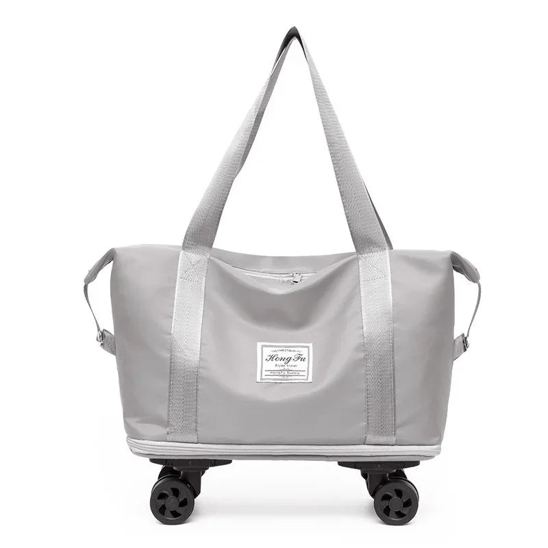 Multifunctional Waterproof Travel Bag with Detachable Wheels Large Capacity Luggage Handbag Dry and Wet Separation Gym Bag