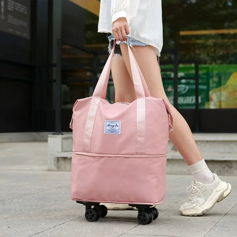 Multifunctional Waterproof Travel Bag with Detachable Wheels Large Capacity Luggage Handbag Dry and Wet Separation Gym Bag