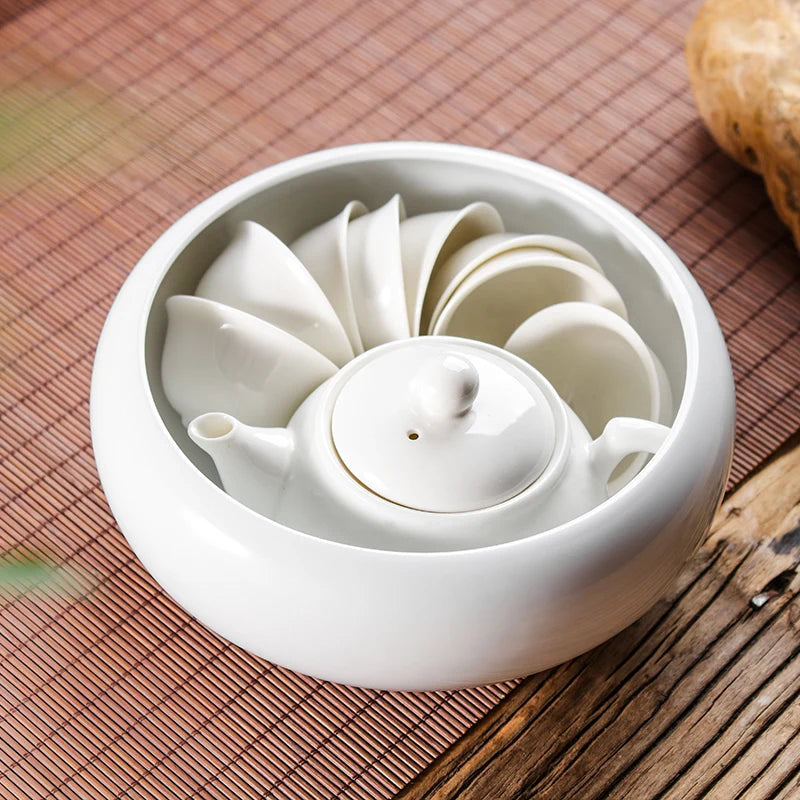 Multifunctional White Porcelain Tea Wash, Solid Color Ceramic, Purple Sand Ashtray, Tea Set Accessories