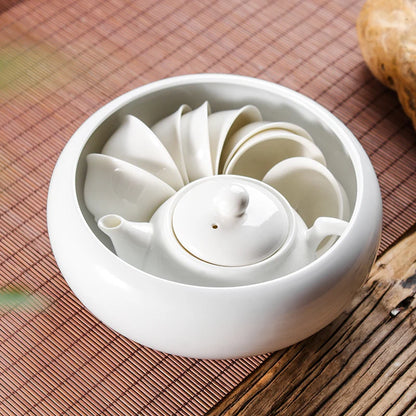 Multifunctional White Porcelain Tea Wash, Solid Color Ceramic, Purple Sand Ashtray, Tea Set Accessories