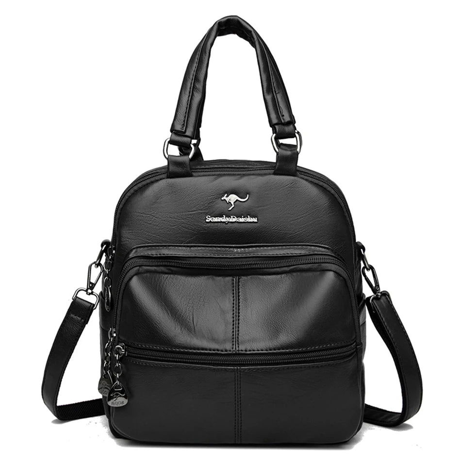 Multifunctional Women Backpack Female Leather Backpack Small Mochila Feminina School Backpacks for Teenage Girls Bag Sac A Dos