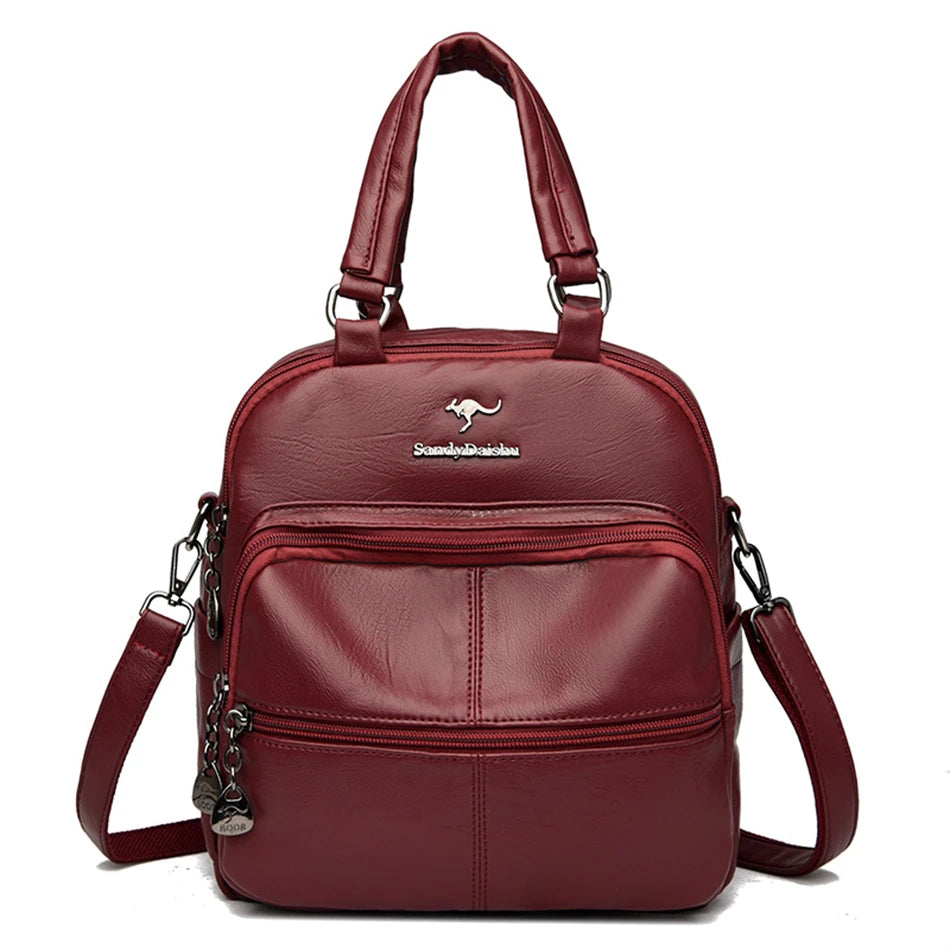 Multifunctional Women Backpack Female Leather Backpack Small Mochila Feminina School Backpacks for Teenage Girls Bag Sac A Dos