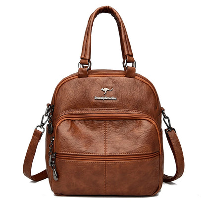 Multifunctional Women Backpack Female Leather Backpack Small Mochila Feminina School Backpacks for Teenage Girls Bag Sac A Dos