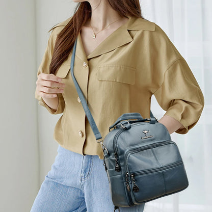 Multifunctional Women Backpack Female Leather Backpack Small Mochila Feminina School Backpacks for Teenage Girls Bag Sac A Dos