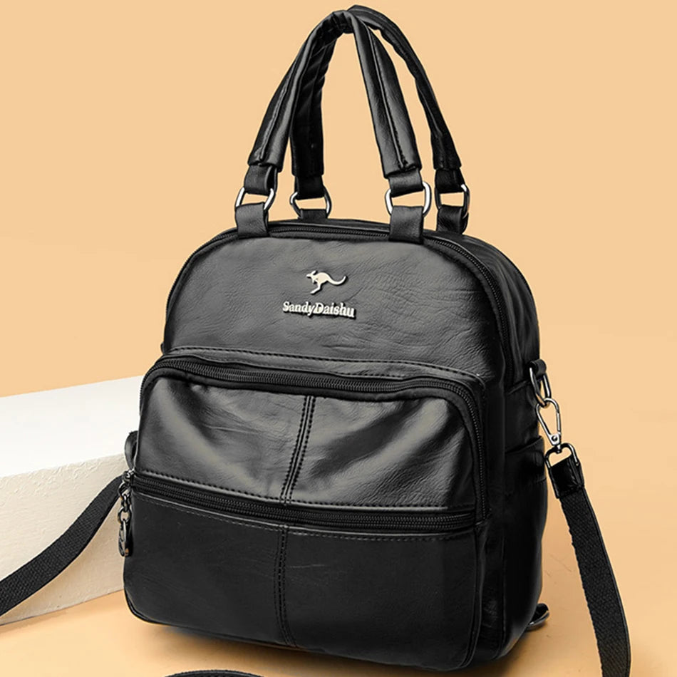 Multifunctional Women Backpack Female Leather Backpack Small Mochila Feminina School Backpacks for Teenage Girls Bag Sac A Dos