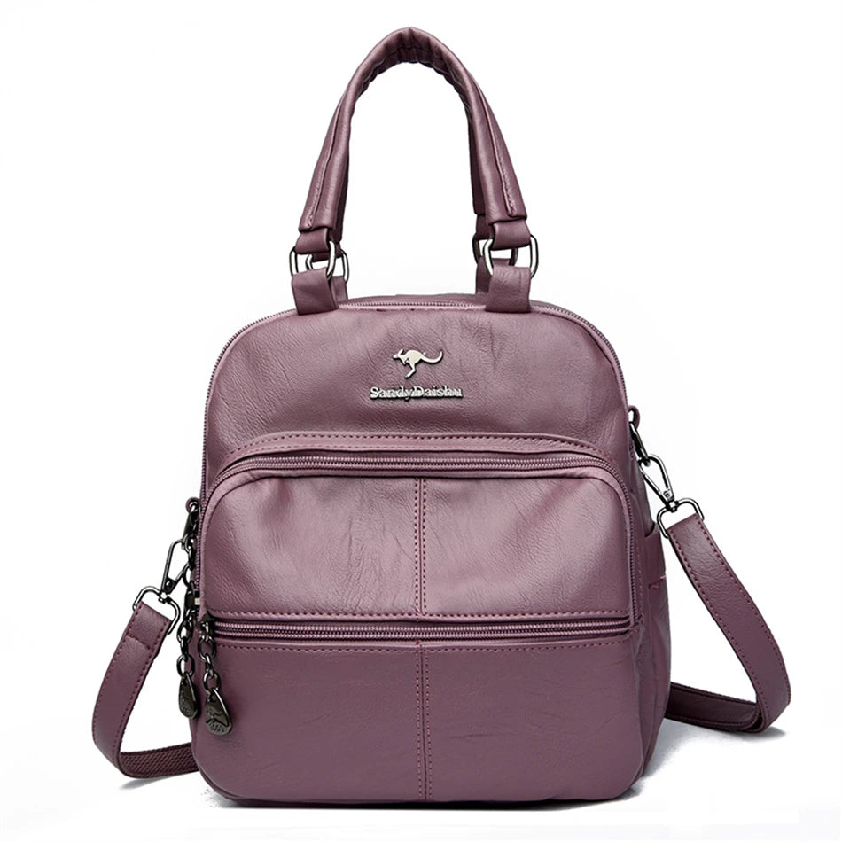 Multifunctional Women Backpack Female Leather Backpack Small Mochila Feminina School Backpacks for Teenage Girls Bag Sac A Dos