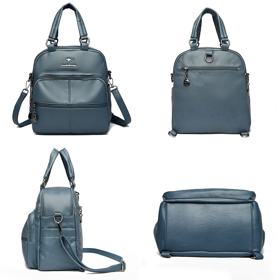 Multifunctional Women Backpack Female Leather Backpack Small Mochila Feminina School Backpacks for Teenage Girls Bag Sac A Dos