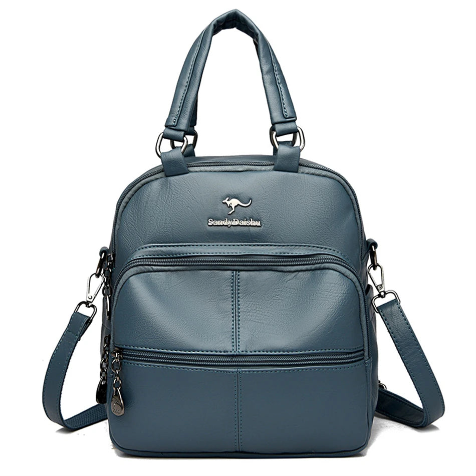 Multifunctional Women Backpack Female Leather Backpack Small Mochila Feminina School Backpacks for Teenage Girls Bag Sac A Dos